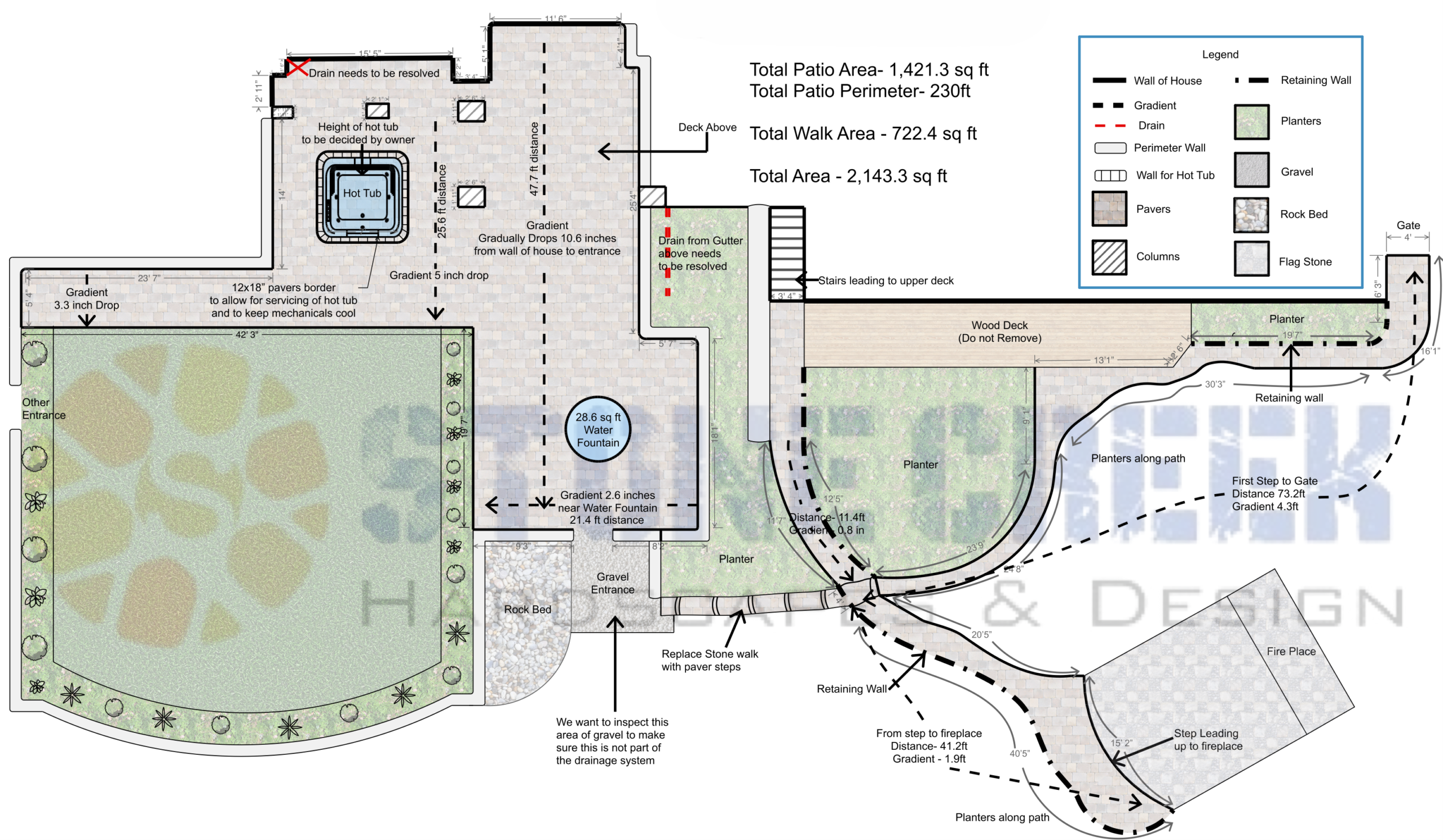 Full color CAD master plan for a luxury estate hardscape design including patio, pool deck, and landscaping in Colorado.